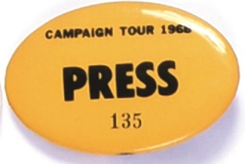 Nixon 1968 Campaign Tour Press Badge