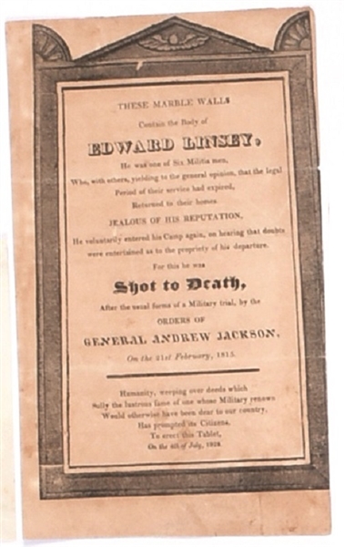 Anti Andrew Jackson Handbill
