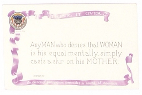 Suffrage Slur on His Mother Postcard