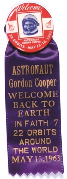 Astronaut Gordon Cooper 1963 Pin, Ribbon