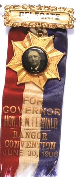 Fernald for Governor Bangor, Maine, Convention Ribbon