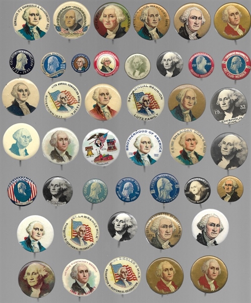 Collection of 43 George Washington Pins
