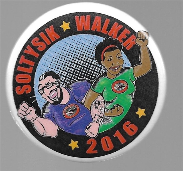 Soltysik, Walker Socialist Cartoon Pin