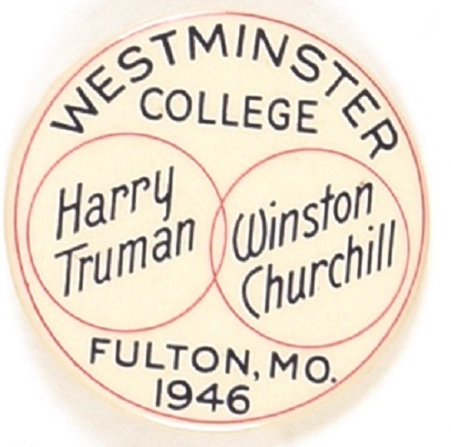 Truman, Churchill Westminster College Iron Curtain Pin