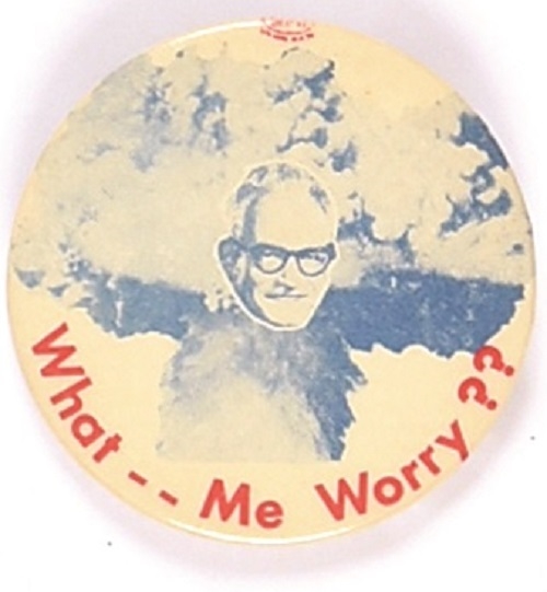 Goldwater What Me Worry Mushroom Cloud Pin