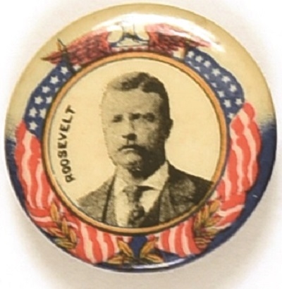 Theodore Roosevelt Eagle and Flag Celluloid