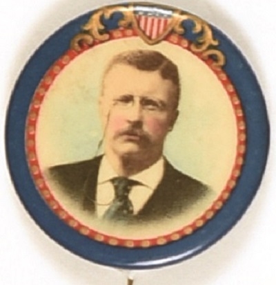 Theodore Roosevelt Shield and Filigree, Blue Border
