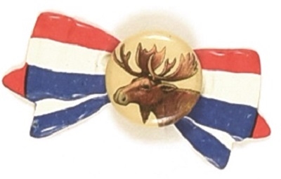 Roosevelt Bull Moose Pin with Celluloid Ribbon