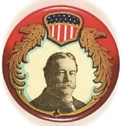 Taft Gorgeous Shield, Red Border Celluloid