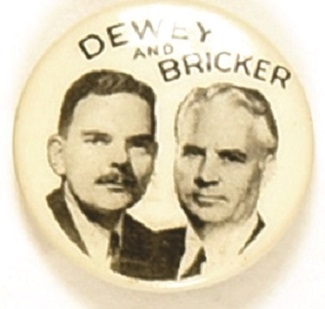 Dewey, Bricker Scarce 1 Inch Jugate