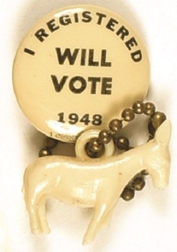 Truman I Registered to Vote Pin and Donkey
