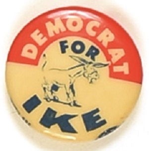 Democrat for Ike Donkey Cartoon Pin