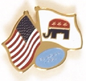 Reagan Flag and Elephant 1984 Enamel Pin