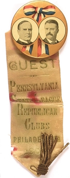 McKinley, TR Pennsylvania State League Republican Clubs Pin and Ribbon