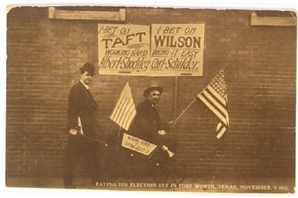 Taft, Wilson 1912 Fort Worth, Texas, Postcard