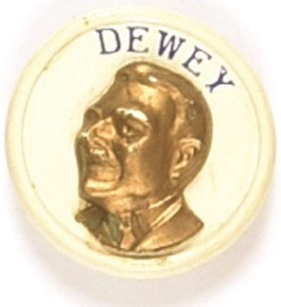 Dewey Plastic Pin, Gold Image
