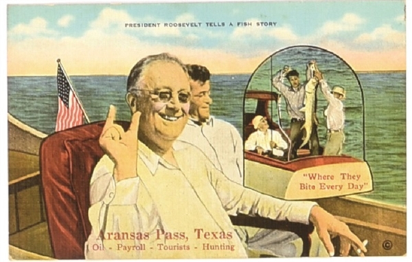 Franklin Roosevelt Aransas Pass, Texas, Fishing Postcard