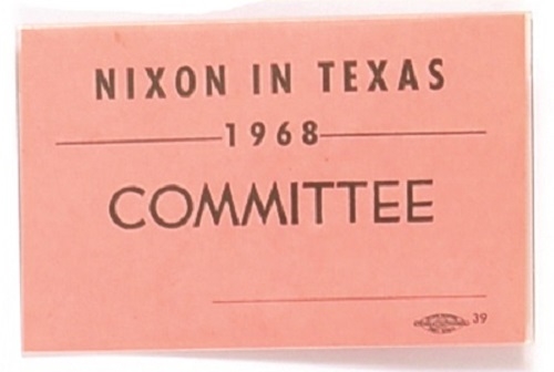 Nixon in Texas Committee Card