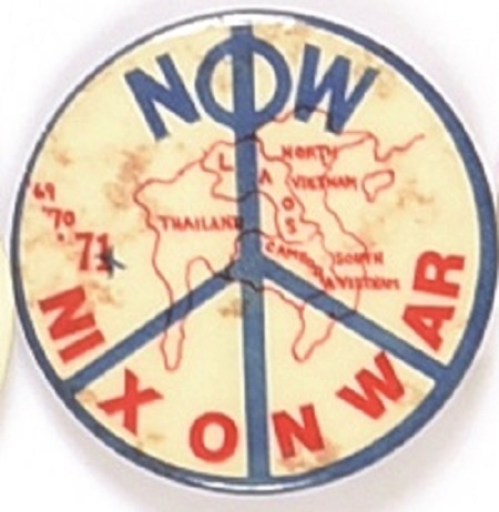 Rare Nix on War Anti Nixon Vietnam War Pin