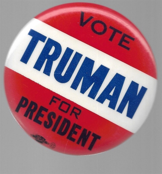 Truman for President Red, White, Blue Celluloid
