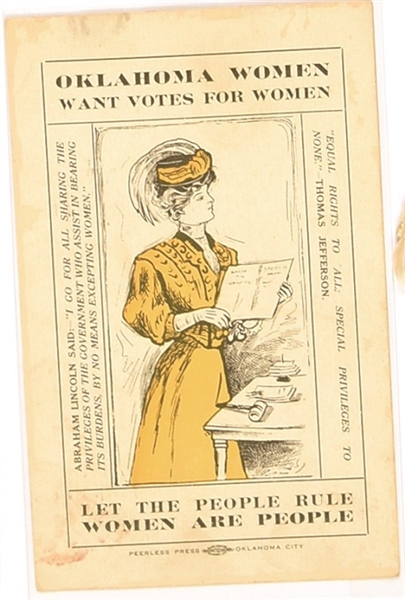 Oklahoma Women Let the People Rule Suffrage Postcard