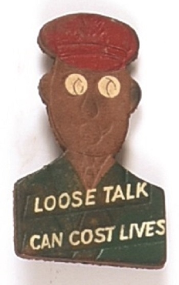 Loose Talk Can Cost Lives World War II Leather Pin
