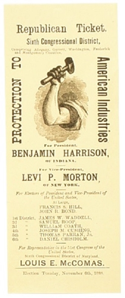Harrison 1888 Maryland Paper Ballot