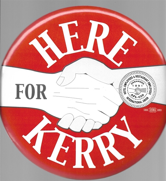 HERE Labor Union for Kerry 9 Inch Celluloid