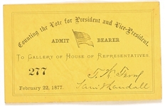 Hayes 1876 Vote Count Congress Ticket