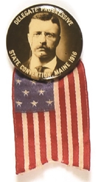 Theodore Roosevelt Maine Progressive Party 1916 Delegate Pin