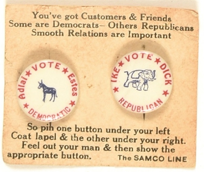 Samco Line Ike and Stevenson Pins with Card