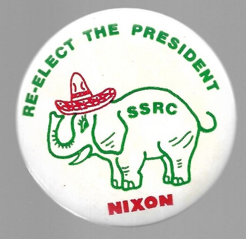 SSRC Nixon Re-Elect the President Elephant and Sombrero Pin
