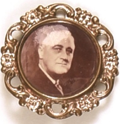 Franklin Roosevelt Framed Sepia Celluloid