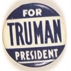 Truman for President Blue and White Celluloid