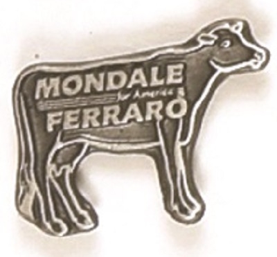 Mondale and Ferraro Cow Pin