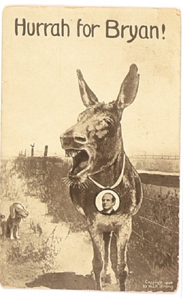 Hurrah for Bryan! Democratic Donkey Postcard