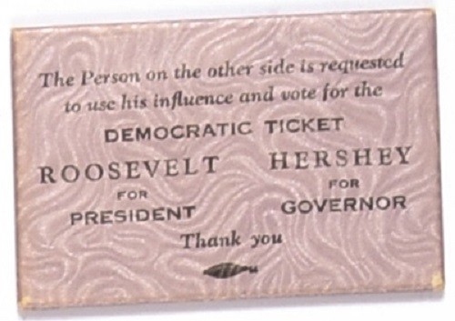 Roosevelt, Hershey Purple Illinois Coattail Mirror