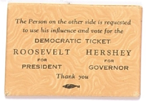 Roosevelt, Hershey Yellow Illinois Coattail Mirror