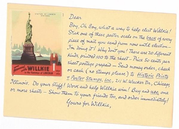 Willkie Statue of Liberty Postcard