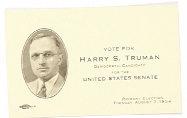 Truman US Senate Missouri Campaign Card