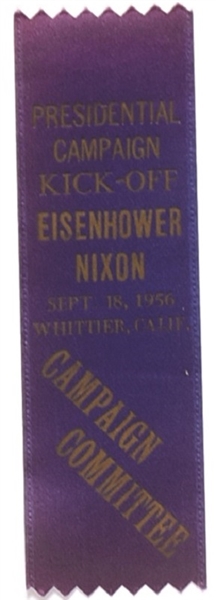 Eisenhower, Nixon Whittier, CA 1956 Kick-Off Ribbon
