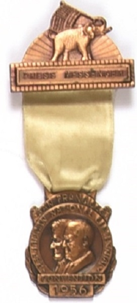 Eisenhower, Lincoln Press Messenger 1956 Convention Badge