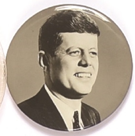 John F. Kennedy Larger Size Black, White Celluloid