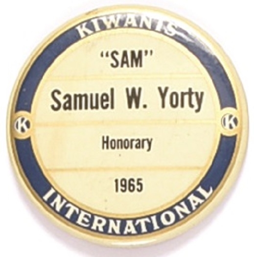 Sam Yorty 1965 Kiwanis Badge
