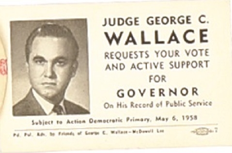 Wallace for Alabama Governor Card