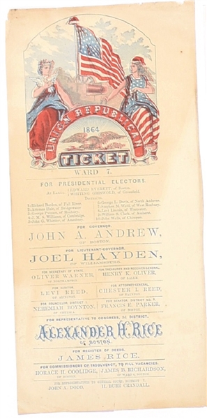 Union Republican 1864 Massachusetts Ballot