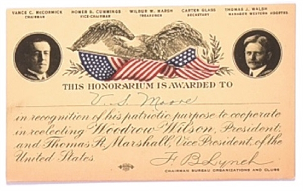 Wilson, Marshall Honorarium Card