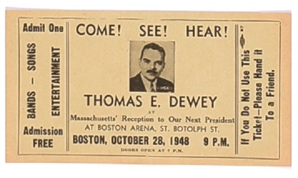 Dewey Boston Rally Ticket