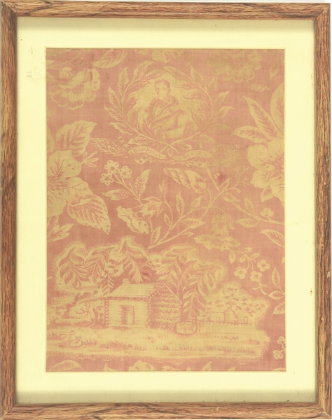 William Henry Harrison Framed Log Cabin, Hard Cider Textile