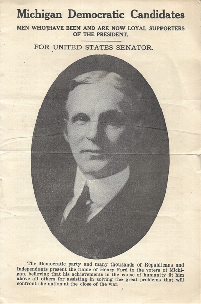 Henry Ford for Senate Rare Campaign Booklet